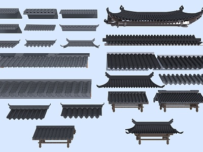 Chinese Style Ancient Building Eaves Ancient Building Roof Eaves Tiles Chinese Style Door Head 3d model