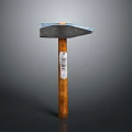 Carpentry Hammer with Metal Head Wooden Handle and Label on Handle