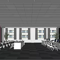 Modern monitoring room Command control room Dispatching command center Monitoring hall Command hall Office desks and chairs 3d model