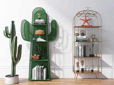 Light Luxury Bookshelf Metal Bookshelf 3d model