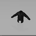 Black Leather Jacket Classic Style With Front Zipper For Casual Wear