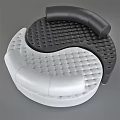 Modern Circular Black And White Tufted Leather Irregular Shaped Sofa Design