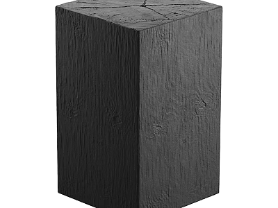 Rustic Black Wooden Stool With Textured Surface And Square Design For Home Decor 3d model