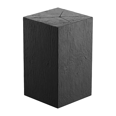 Rustic Black Wooden Stool With Textured Surface And Square Design For Home Decor 3d model