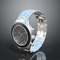 Luxury Silver Metallic Watch With Black Dial And Chronograph Design Features