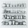 Modern Tableware Cups Ceramic Combination 3d model