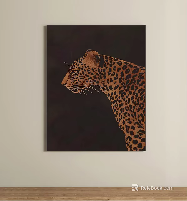 Detailed Leopard Side Profile With Spotted Coat Isolated On Dark Background 3d model