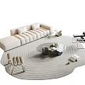 Italian Minimalist Sofa Coffee Table Combination Beige Multi-Person Sofa Leather Sofa Combination Sofa Straight Row Sofa Rock Board Combination Coffee Table Single Casual Chair Metal Casual 3d model