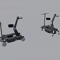 Black Industrial Mechanical Devices Featuring Wheels Brackets And Structural Frames