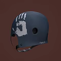 Stylish Dark Blue Helmet With White Handprint Design 3d model