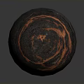 Natural Wood Stone Spherical Object With Unique Surface Texture And Dark Red Tones