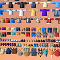 Colorful Clothing and Accessories Collection Including T Shirts Sweaters Hats Shoes and Bags