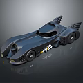 Detailed Black Batmobile Model With Streamlined Design And Tail Fins 3d model