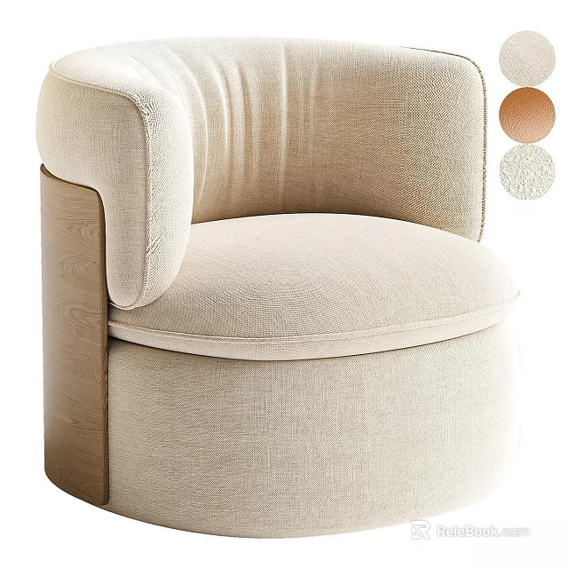 Modern Single Sofa With Curved Armrests Beige Fabric And Multiple Color Options 3d model