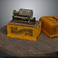 Vintage Hand Crank Coffee Grinder And Wooden Storage Box On Round Platter