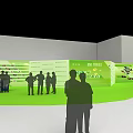 HE REALTY Exhibition Booth Design With Green White Curved Structure And Interior