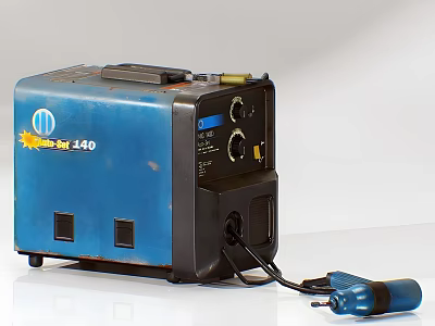 Industrial Welding Machine PowerTIG 140 Blue with Control Knobs Power Cable and Torch 3d model