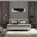 Modern background double bed combination 3d model
