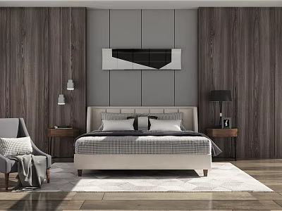 Modern background double bed combination 3d model