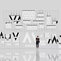 Modern Art Photo Spot With Black And White Letter Installation And Reflective Floor