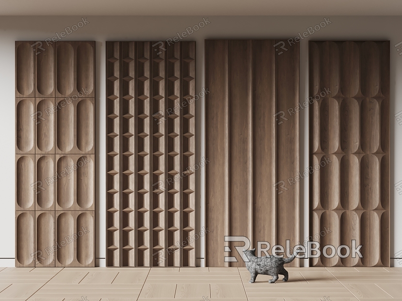 Wood veneer wall panel wall shape grille partition model