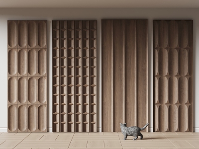 Wood veneer wall panel wall shape grille partition 3d model