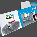 Exhibition Booth For ZONE Brand With Modern Display Screen Reception Area Staff And Product