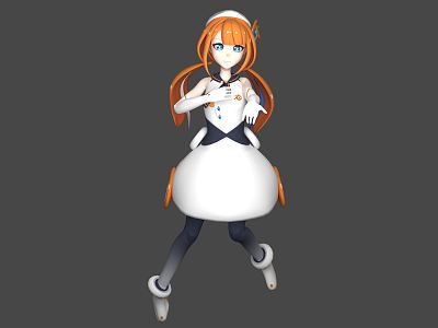 Modern game character cartoon girl 3d model