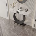 Elegant Modern Entryway Console Table With Marble Top And Golden Circular Base 3d model