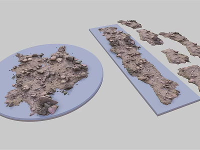 Natural Stone Materials Display On Round And Rectangular Boards With Various Samples 3d model