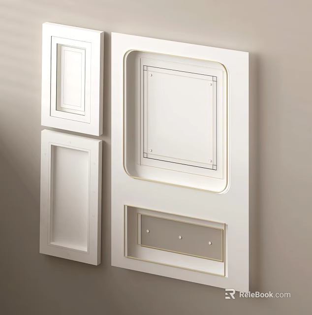 Modern Minimalist Ceiling Design With White Decorative Panels And Recessed Frames 3d model 