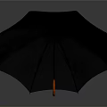 Black Umbrella With Orange Curved Handle For Daily Life Use And Rain Protection