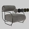 Modern Single Sofa with Gray Fabric Upholstery and Sleek Metal Frame Design