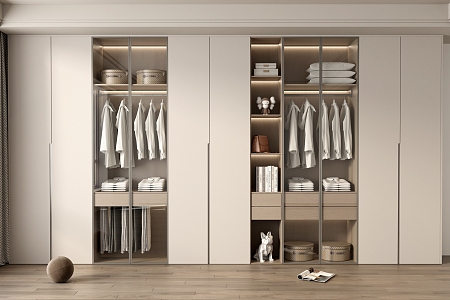 modern wardrobe cream wardrobe 3d model