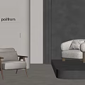 Quiet Style Leisure Sofa Single Sofa 3d model