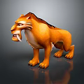 Orange Reptile With Mane Fangs And Standing Posture In Realistic