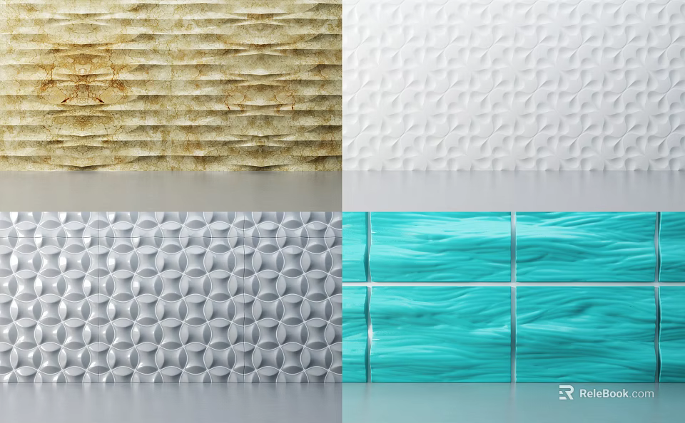 Multitextured Decorative Wall Panels With Diverse Patterns And Color Variations For Interior Design 3d model 