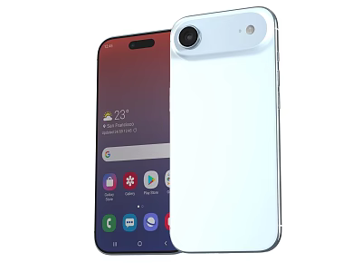 Modern White Smartphone With Full Screen Display Rear Camera App Icons And Weather Info 3d model