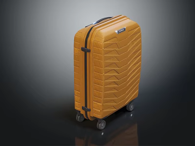 Modern Orange Suitcase With Wavy Surface Texture And Rolling Wheels Design 3d model