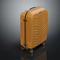 Modern Orange Suitcase With Wavy Surface Texture And Rolling Wheels Design