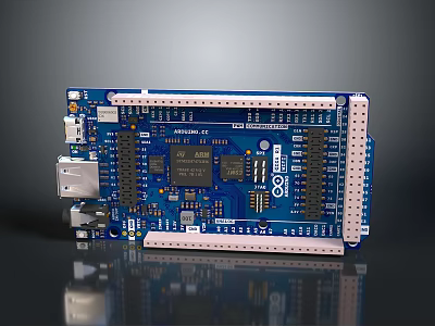 Computer Circuit Board With Blue Design Integrated Chips And Multiple Electronic Components 3d model