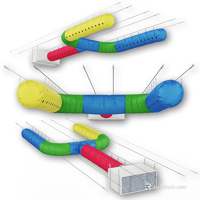 Colorful Inflatable Tube Decorative Ornament Set For Modern Home Interior Decoration 3d model 