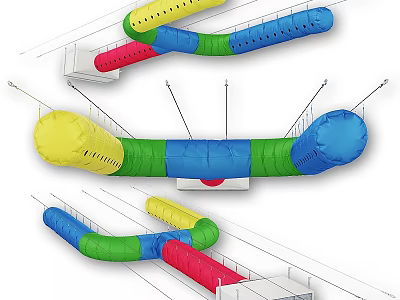 Colorful Inflatable Tube Decorative Ornament Set For Modern Home Interior Decoration 3d model