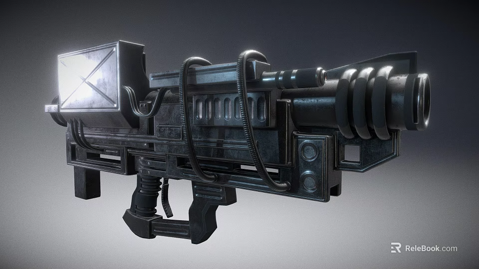 Sci Fi Weapon Heavy Duty Metallic Structure 3D Rendered Design With Tactical Grip And Scope 3d model 