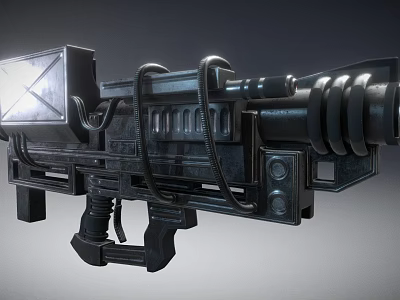 Sci Fi Weapon Heavy Duty Metallic Structure 3D Rendered Design With Tactical Grip And Scope 3d model