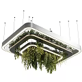 Modern Double Layer Chandelier With Hanging Plants Metal Frame And LED Lights