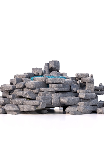 rockery flowing water fish pond combination landscape stone stacking rockery stone stacking stone 3d model