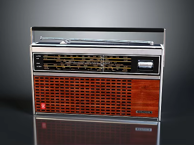 Vintage Grundig Radio with Wooden Panel Metal Frame Tuning Dial and Classic Design 3d model