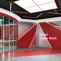 Modern Sweet Dance Fitness Studio Interior With Red White Design And Glass Walls