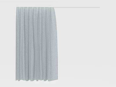 Elegant Light Blue Polka Dot Pleated Curtain For Home Window Decoration 3d model